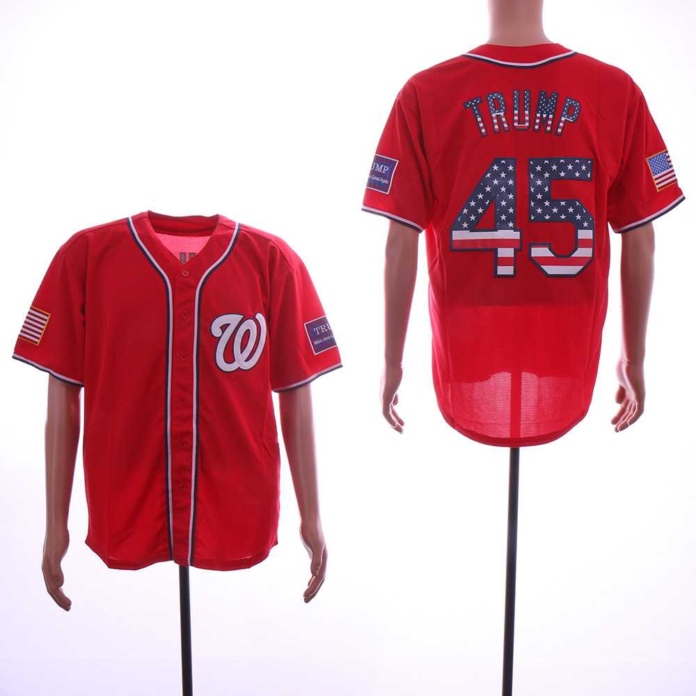 Nationals 45 Donald Trump Red USA Flag Jersey Sguo,We sell and wholesale Nationals 45 Donald Trump Red USA Flag Jersey Sguo on line form chian!